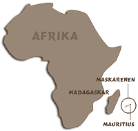 eine Landkarte zeigt die Lage der Maskarenen relativ zu Afrika